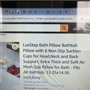 Gray Bath Pillow with Suction Cups